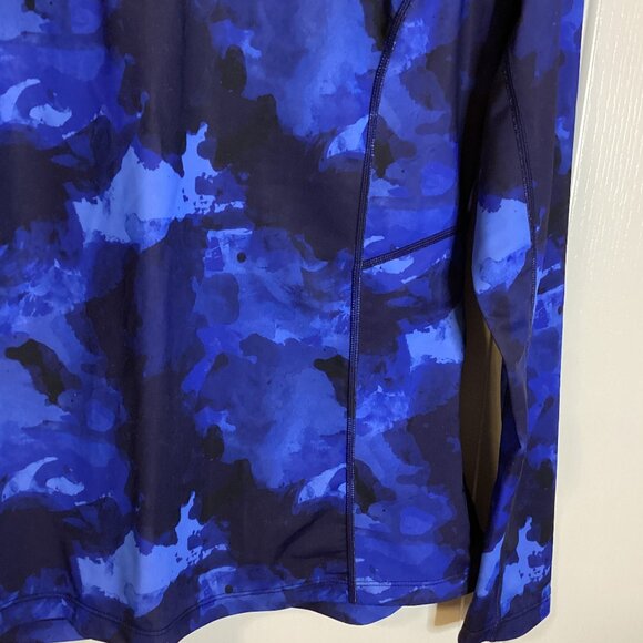 Paradox Women's Blue Camouflage Long Sleeve Top Quarter Zip Activewear Gym - Picture 4 of 8